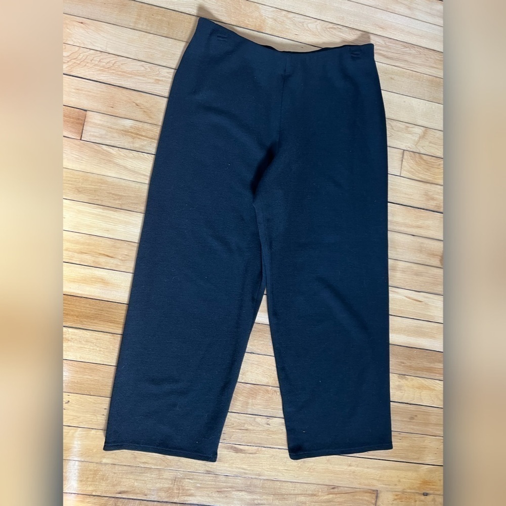Eileen Fisher black cropped pull on pants business casual quiet luxury